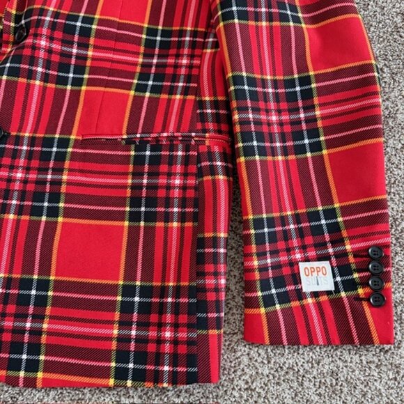 OPPOSUITS Red Tartan Plaid Lumberjack Suit Sz 42 - Picture 6 of 14